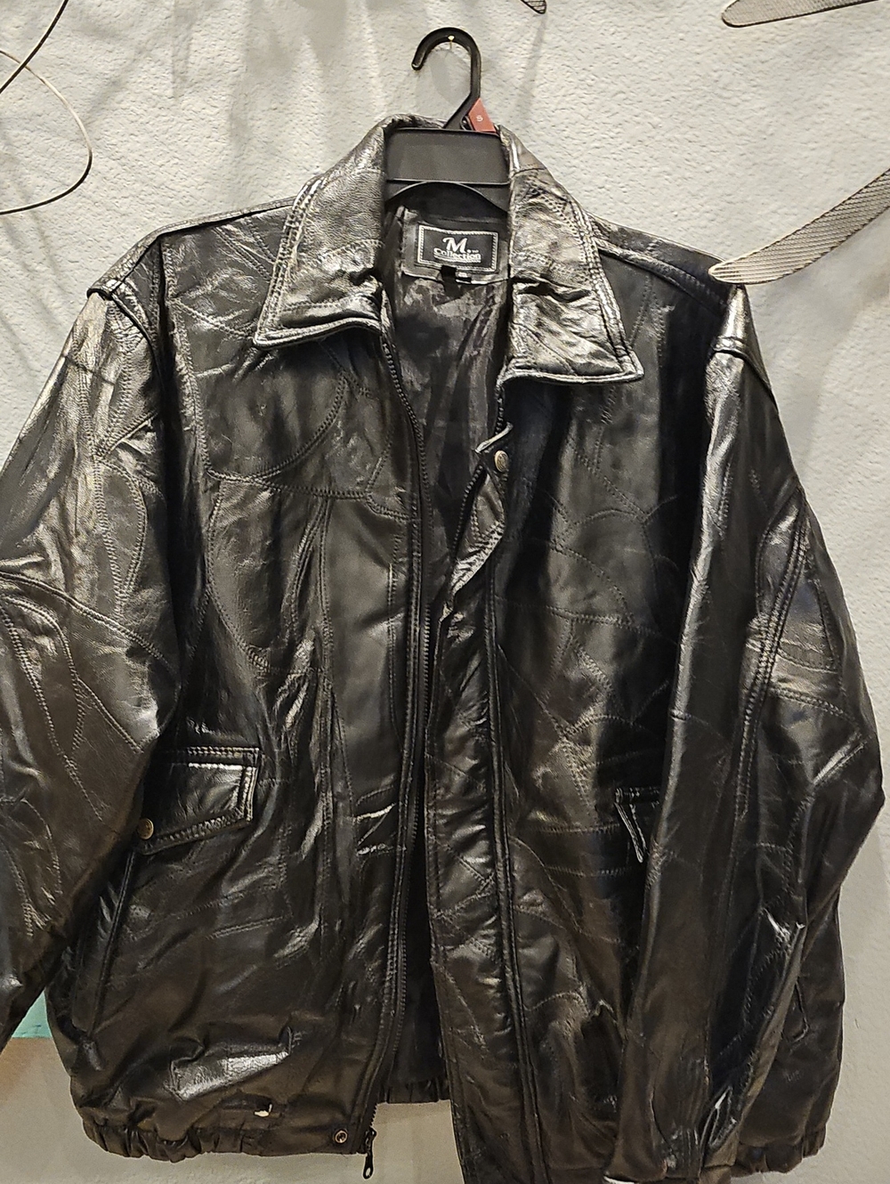 Men's Black Leather Bomber Jacket